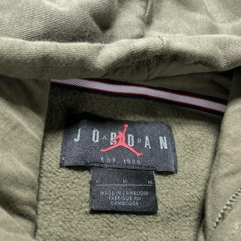 Jordan Hoodie Mens Medium Green Jumpman Flight Fleece Pullover Sweatshirt Logo